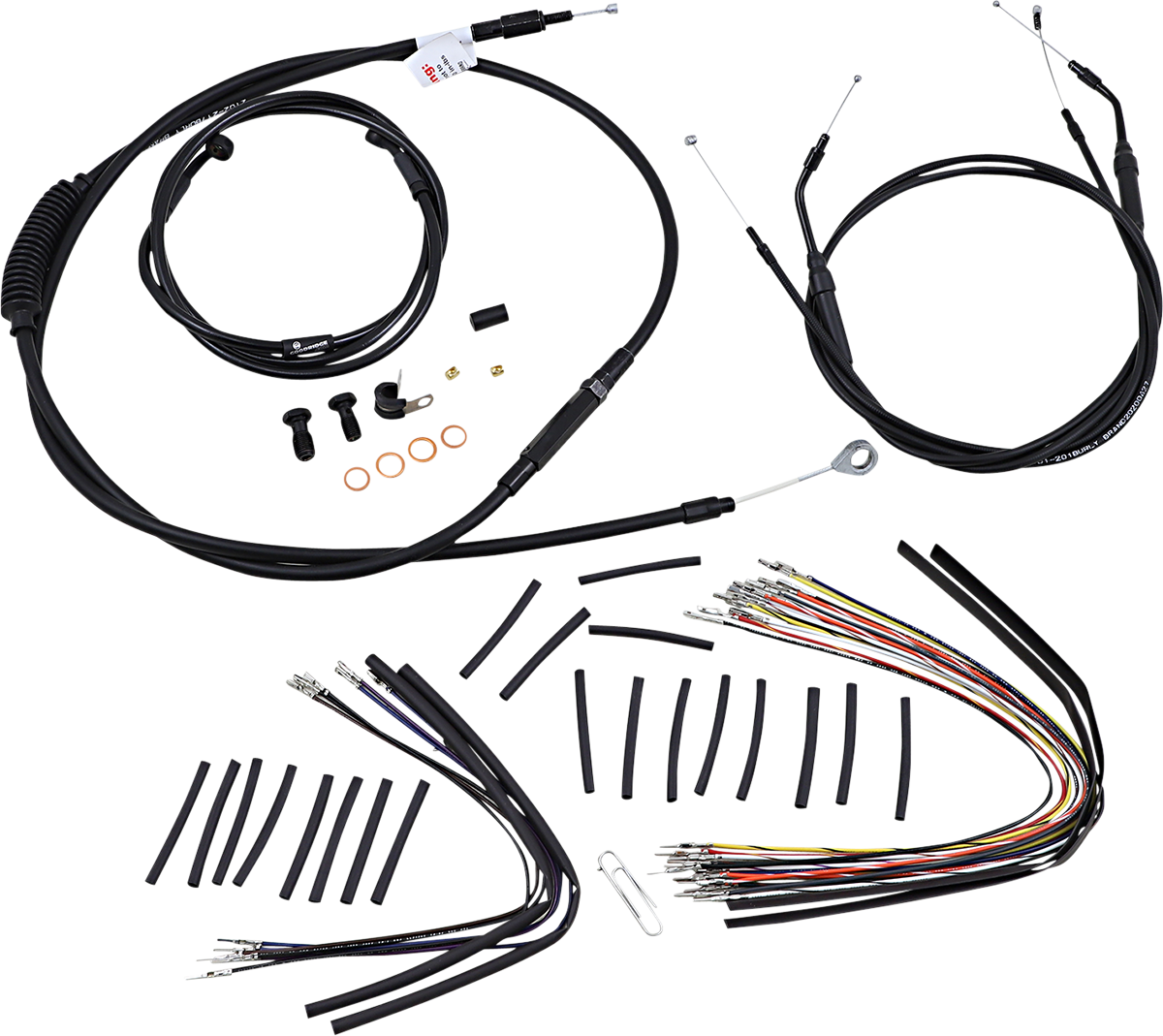 Complete Black Vinyl Handlebar Cable/Line Kit for Ape Hanger Handlebars - 16" - Image 2
