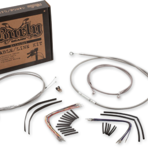 Complete Stainless Braided Handlebar Cable/Brake Line Kit - 14" Ape Hanger Handlebars
