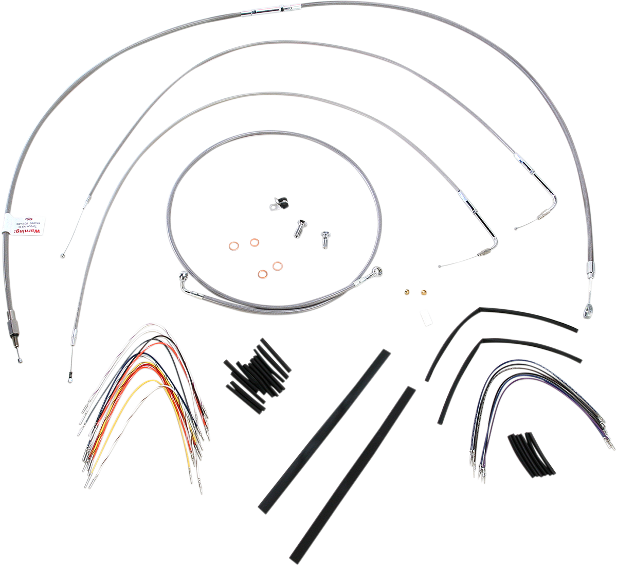 Handlebar Cable/Brake Line Kit - Complete - 14" Ape Hanger Handlebars - Stainless Steel