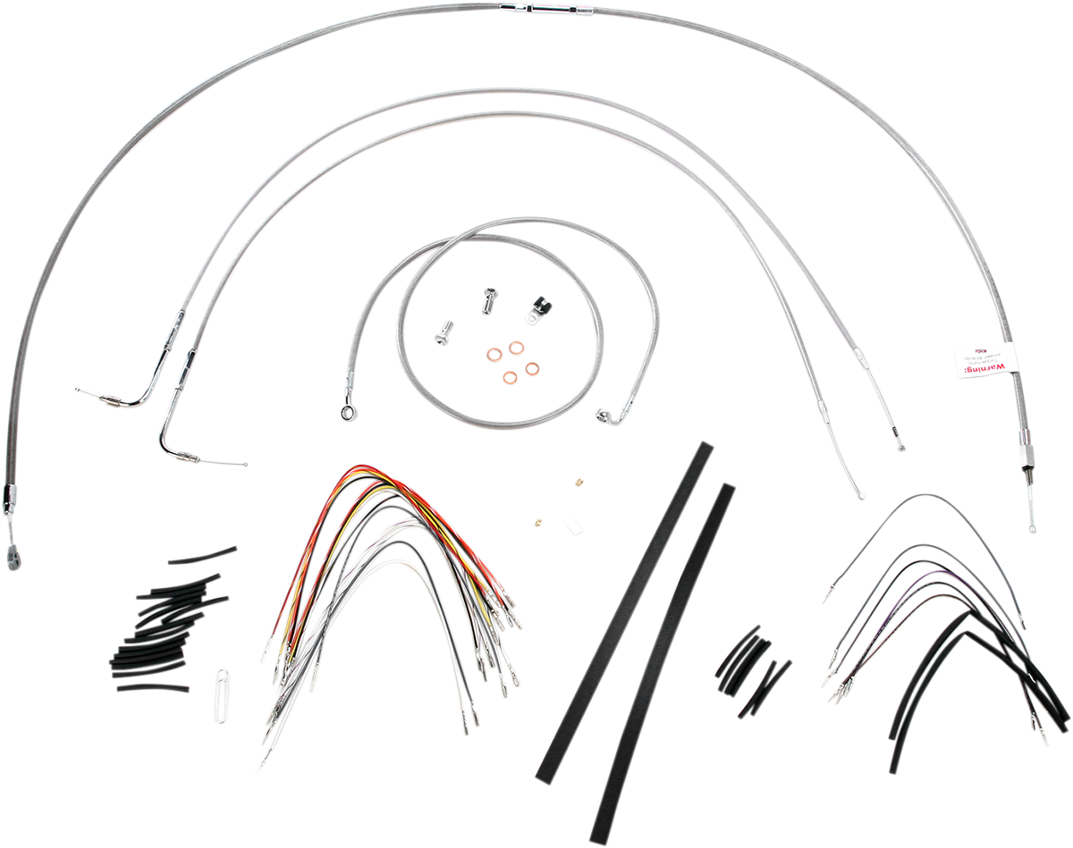 Handlebar Cable/Brake Line Kit - Complete - 16" Ape Hanger Handlebars - Stainless Steel