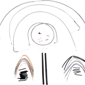 Handlebar Cable/Brake Line Kit - Complete - 18" Ape Hanger Handlebars - Stainless Steel