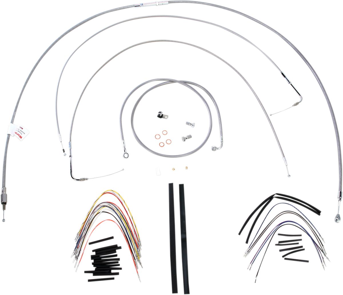Handlebar Cable/Brake Line Kit - Complete - 18" Ape Hanger Handlebars - Stainless Steel