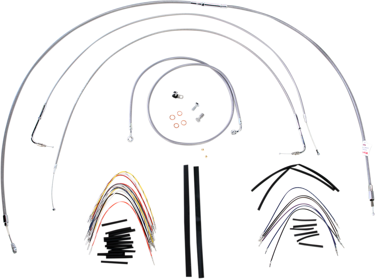 Handlebar Cable/Brake Line Kit - Complete - 18" Ape Hanger Handlebars - Stainless Steel
