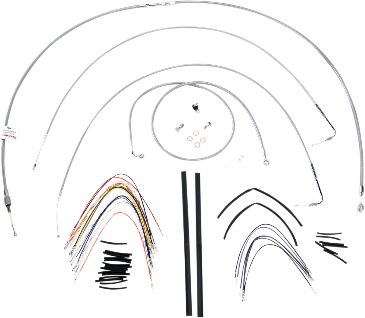 Handlebar Cable/Brake Line Kit - Complete - 18" Ape Hanger Handlebars - Stainless Steel