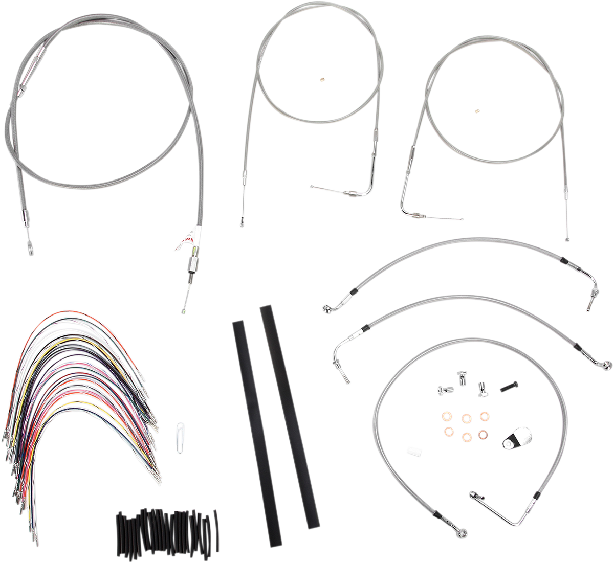 Handlebar Cable/Brake Line Kit - Complete - 14" Ape Hanger Handlebars - Stainless Steel