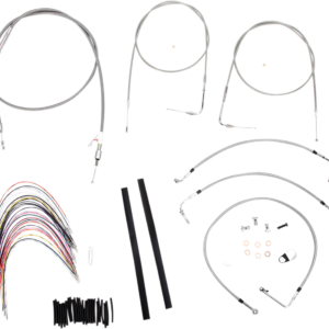Handlebar Cable/Brake Line Kit - Complete - 14" Ape Hanger Handlebars - Stainless Steel