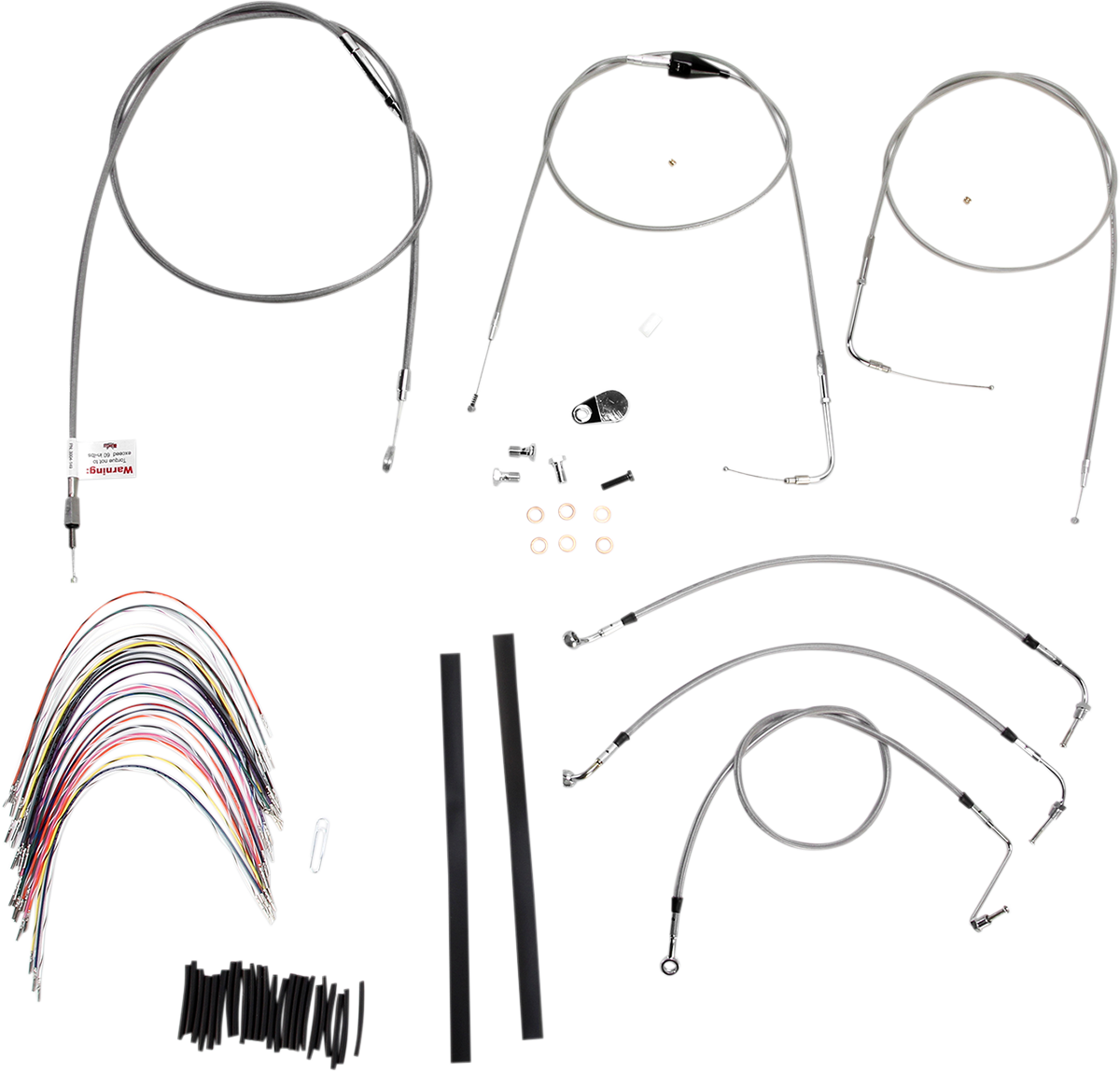 Handlebar Cable/Brake Line Kit - Complete - 14" Ape Hanger Handlebars - Stainless Steel