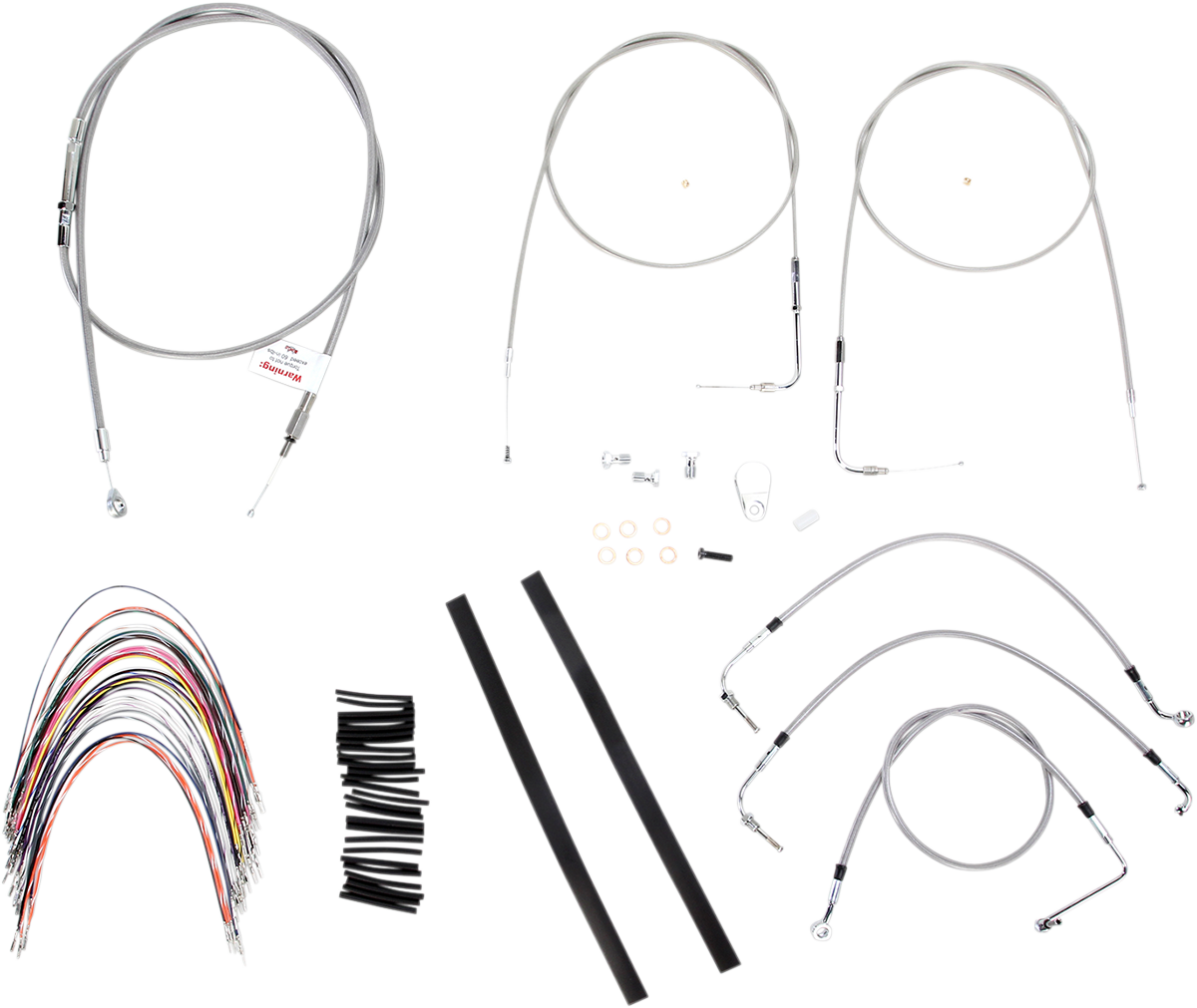 Handlebar Cable/Brake Line Kit - Complete - 14" Ape Hanger Handlebars - Stainless Steel