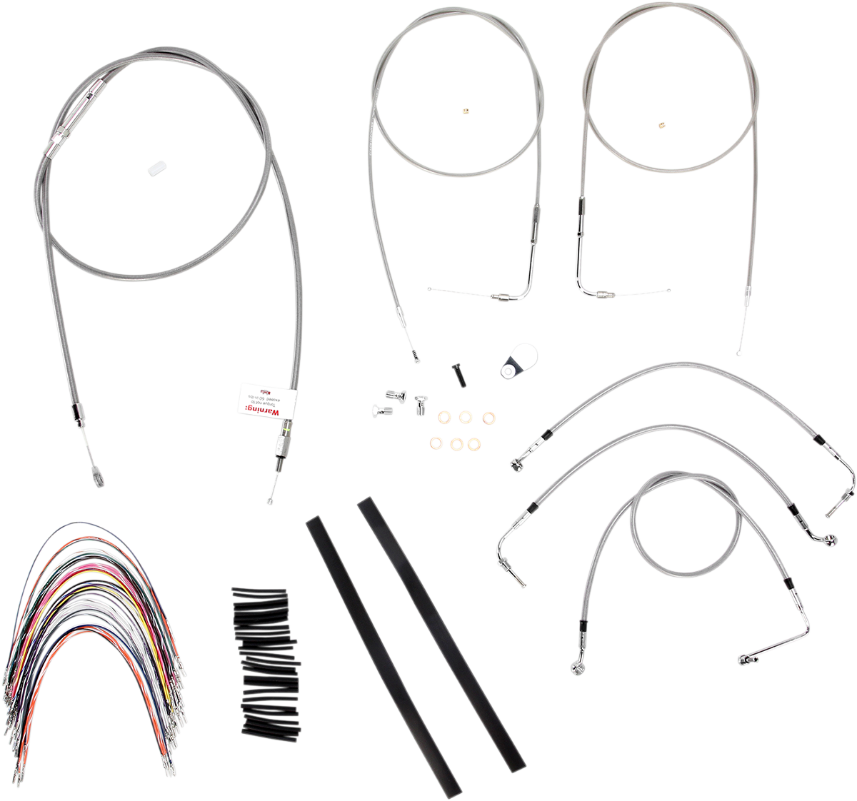 Handlebar Cable/Brake Line Kit - Complete - 16" Ape Hanger Handlebars - Stainless Steel