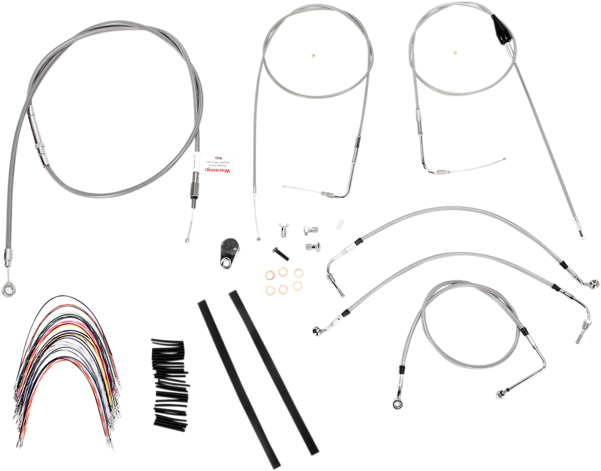 Handlebar Cable/Brake Line Kit - Complete - 14" Ape Hanger Handlebars - Stainless Steel