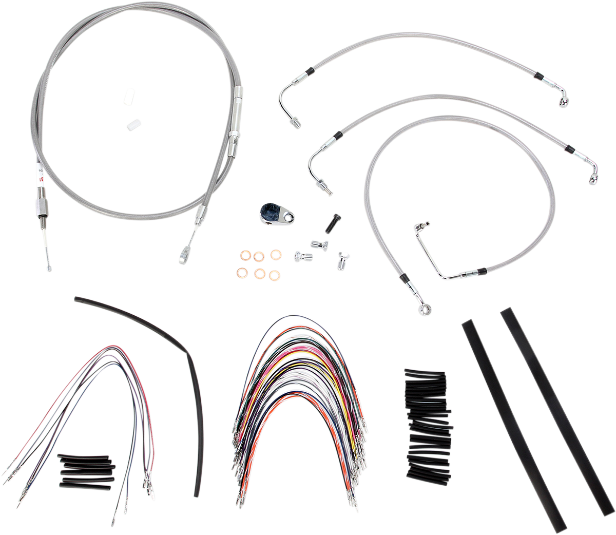 Handlebar Cable/Brake Line Kit - Complete - 14" Ape Hanger Handlebars - Stainless Steel