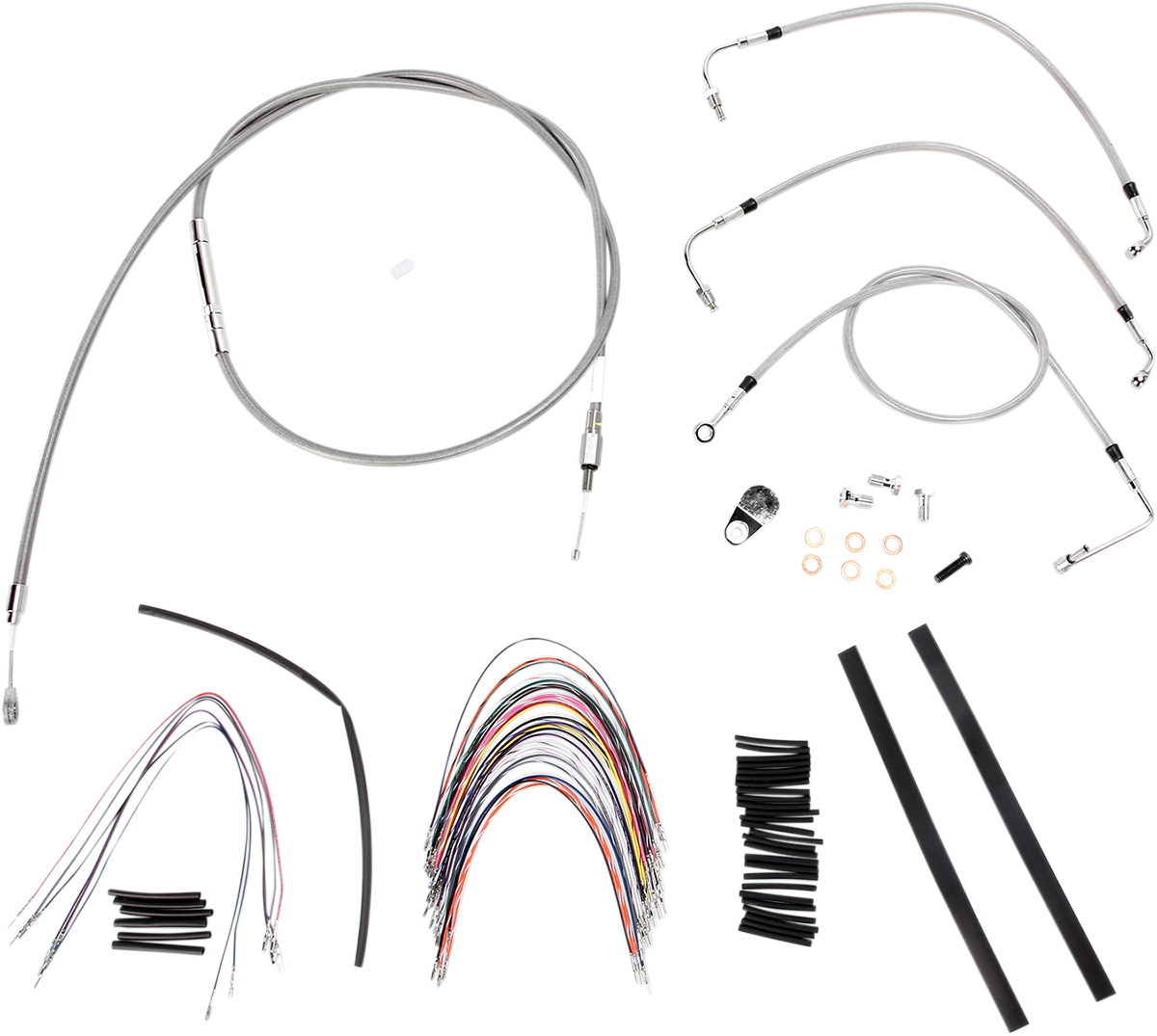 Handlebar Cable/Brake Line Kit - Complete - 18" Ape Hanger Handlebars - Stainless Steel