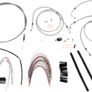 Handlebar Cable/Brake Line Kit - Complete - 14" Ape Hanger Handlebars - Stainless Steel