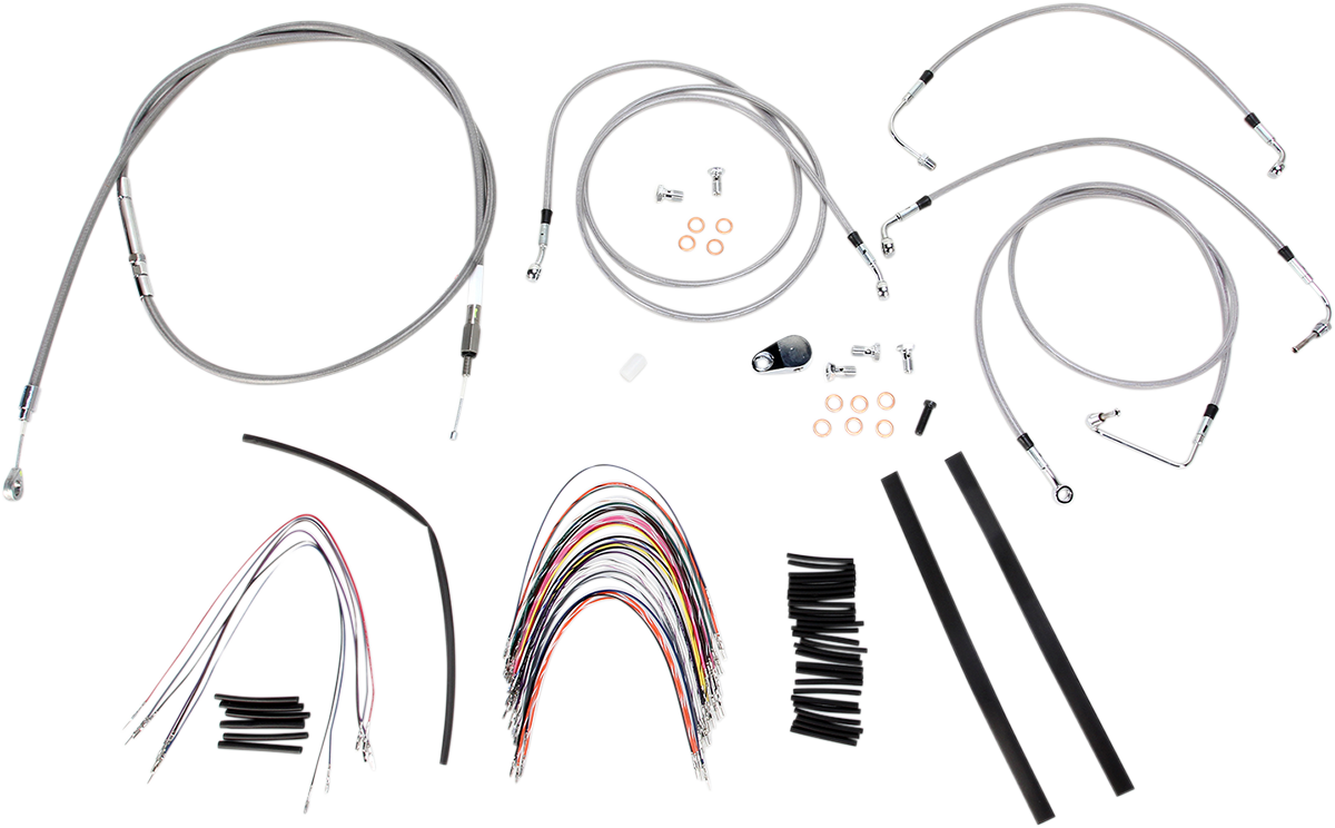 Handlebar Cable/Brake Line Kit - Complete - 14" Ape Hanger Handlebars - Stainless Steel