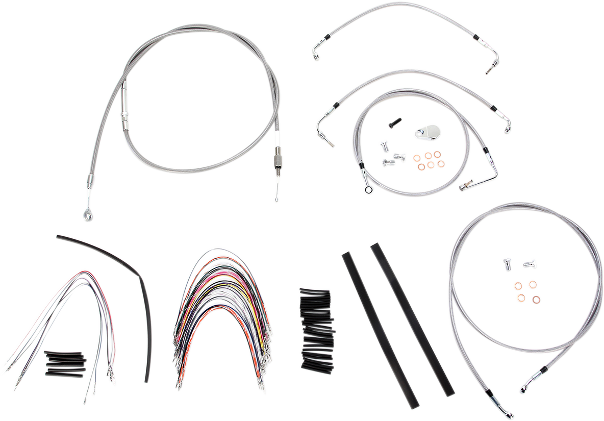 Handlebar Cable/Brake Line Kit - Complete - 16" Ape Hanger Handlebars - Stainless Steel