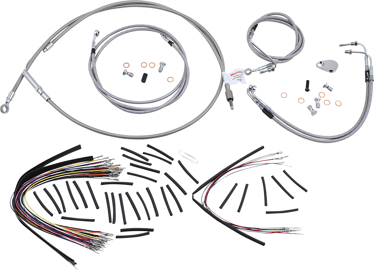 Handlebar Cable/Brake Line Kit - Complete - 18" Ape Hanger Handlebars - Stainless Steel