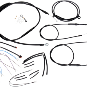 Complete Black Vinyl Handlebar Cable/Line Kit for Ape Hanger Handlebars - 12"