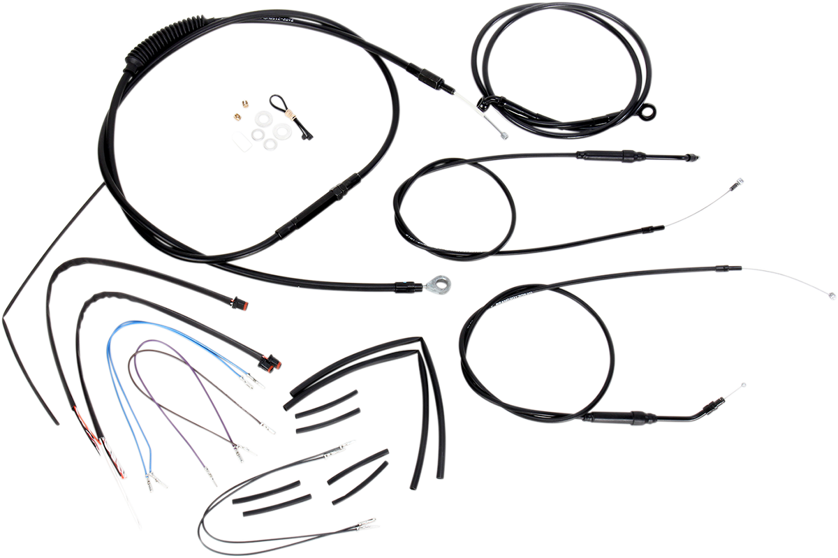 Complete Black Vinyl Handlebar Cable/Line Kit for Ape Hanger Handlebars - 12"