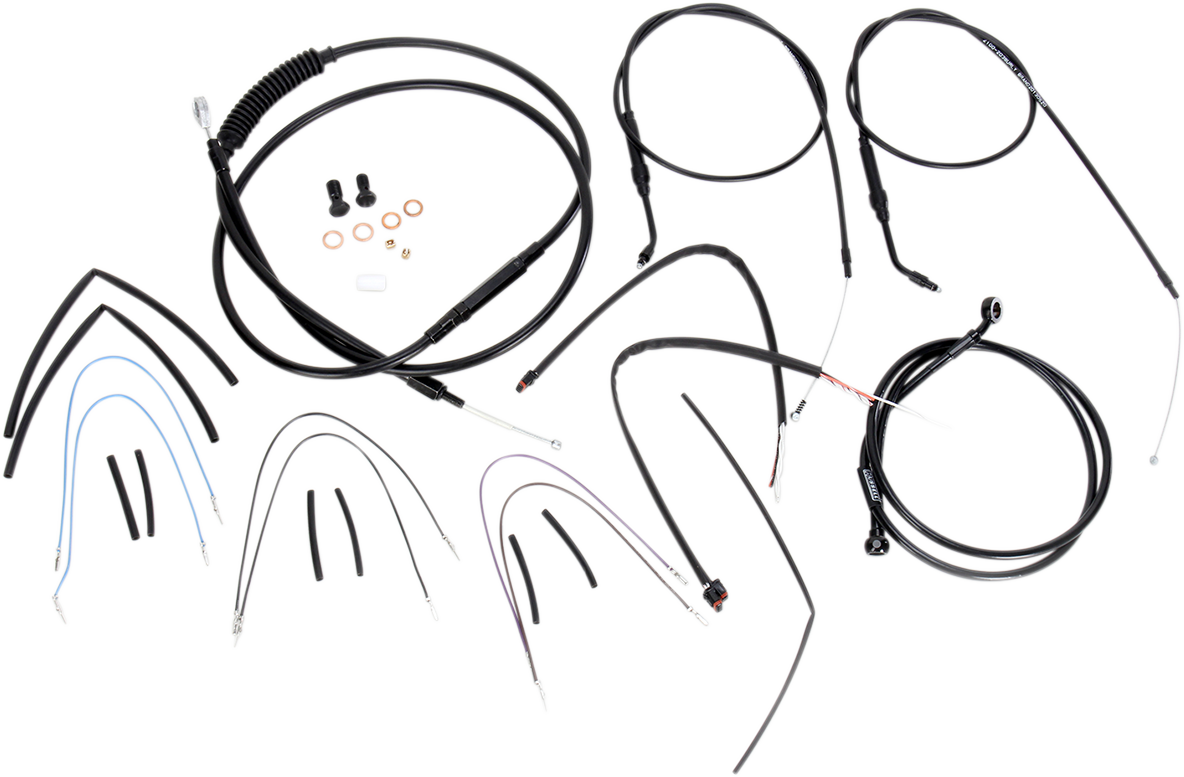 Complete Black Vinyl Handlebar Cable/Line Kit for Ape Hanger Handlebars - 14" - Image 2