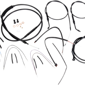 Complete Black Vinyl Handlebar Cable/Line Kit for Ape Hanger Handlebars - 16"