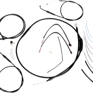 Complete Black Vinyl Handlebar Cable/Line Kit for Ape Hanger Handlebars - 14"