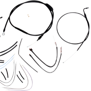 Complete Black Vinyl Handlebar Cable/Line Kit for Ape Hanger Handlebars - 16"
