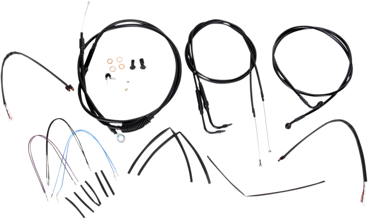 Complete Black Vinyl Handlebar Cable/Line Kit for Ape Hanger Handlebars - 18"