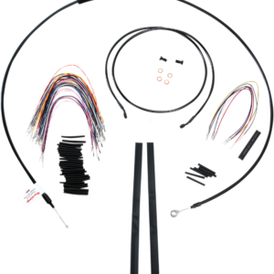 Complete Black Vinyl Handlebar Cable/Line Kit for Ape Hanger Handlebars - 15"