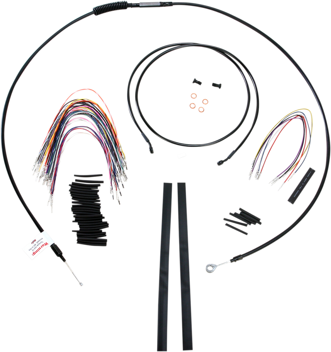 Complete Black Vinyl Handlebar Cable/Line Kit for Ape Hanger Handlebars - 15"