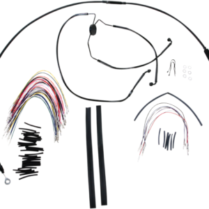 Complete Black Vinyl Handlebar Cable/Line Kit for Ape Hanger Handlebars - 15"