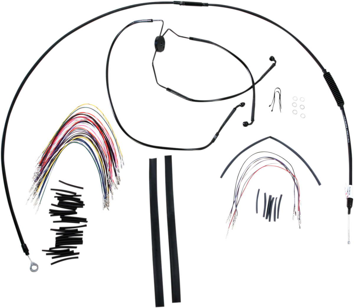 Complete Black Vinyl Handlebar Cable/Line Kit for Ape Hanger Handlebars - 15"