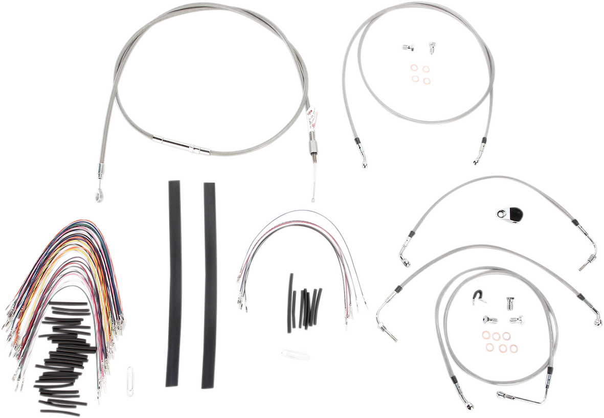 Handlebar Cable/Brake Line Kit - Complete - 15" Ape Hanger Handlebars - Stainless Steel - Image 2