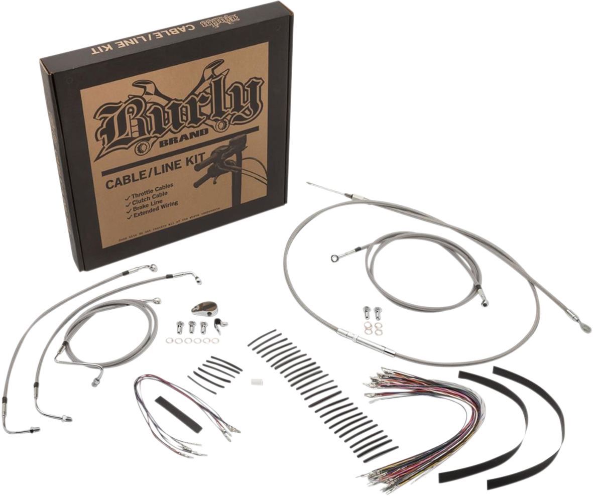 Handlebar Cable/Brake Line Kit - Complete - 15" Ape Hanger Handlebars - Stainless Steel
