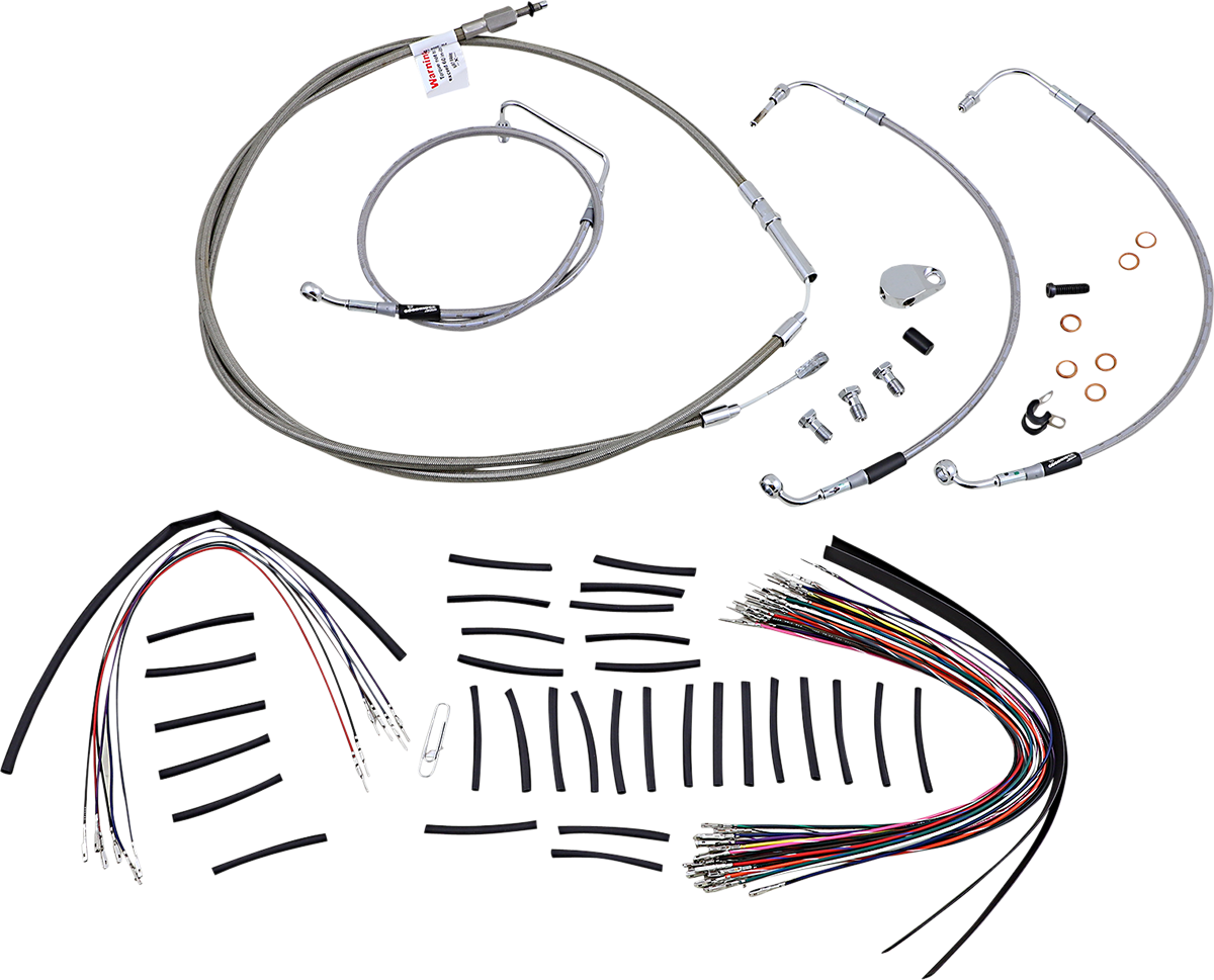 Handlebar Cable/Brake Line Kit - Complete - 15" Ape Hanger Handlebars - Stainless Steel - Image 2