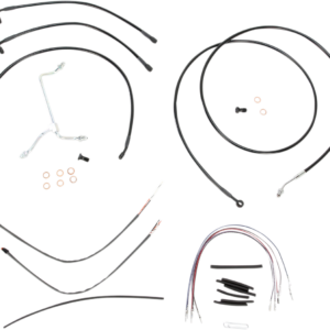 Complete Black Vinyl Handlebar Cable/Line Kit for Ape Hanger Handlebars - 15"