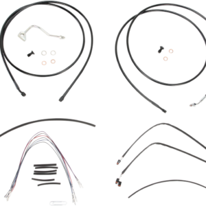 Complete Black Vinyl Handlebar Cable/Line Kit for Ape Hanger Handlebars - 15" - ABS