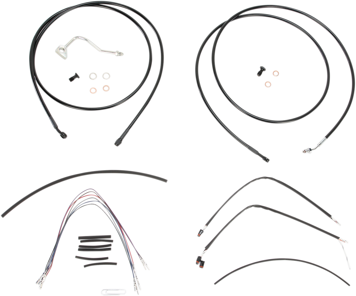 Complete Black Vinyl Handlebar Cable/Line Kit for Ape Hanger Handlebars - 15" - ABS