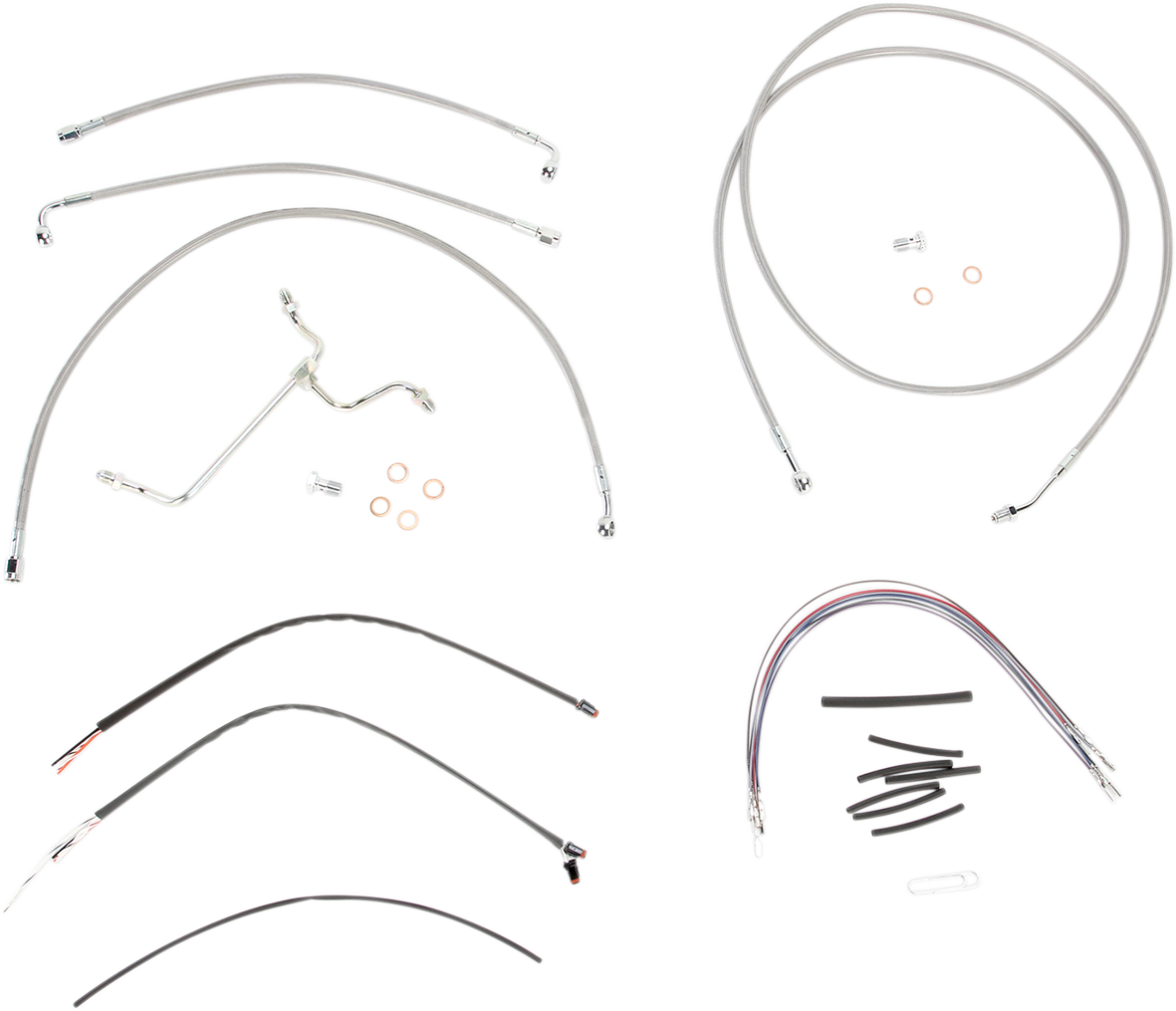 Handlebar Cable/Brake Line Kit - Complete - 15" Ape Hanger Handlebars - Stainless Steel - Image 2