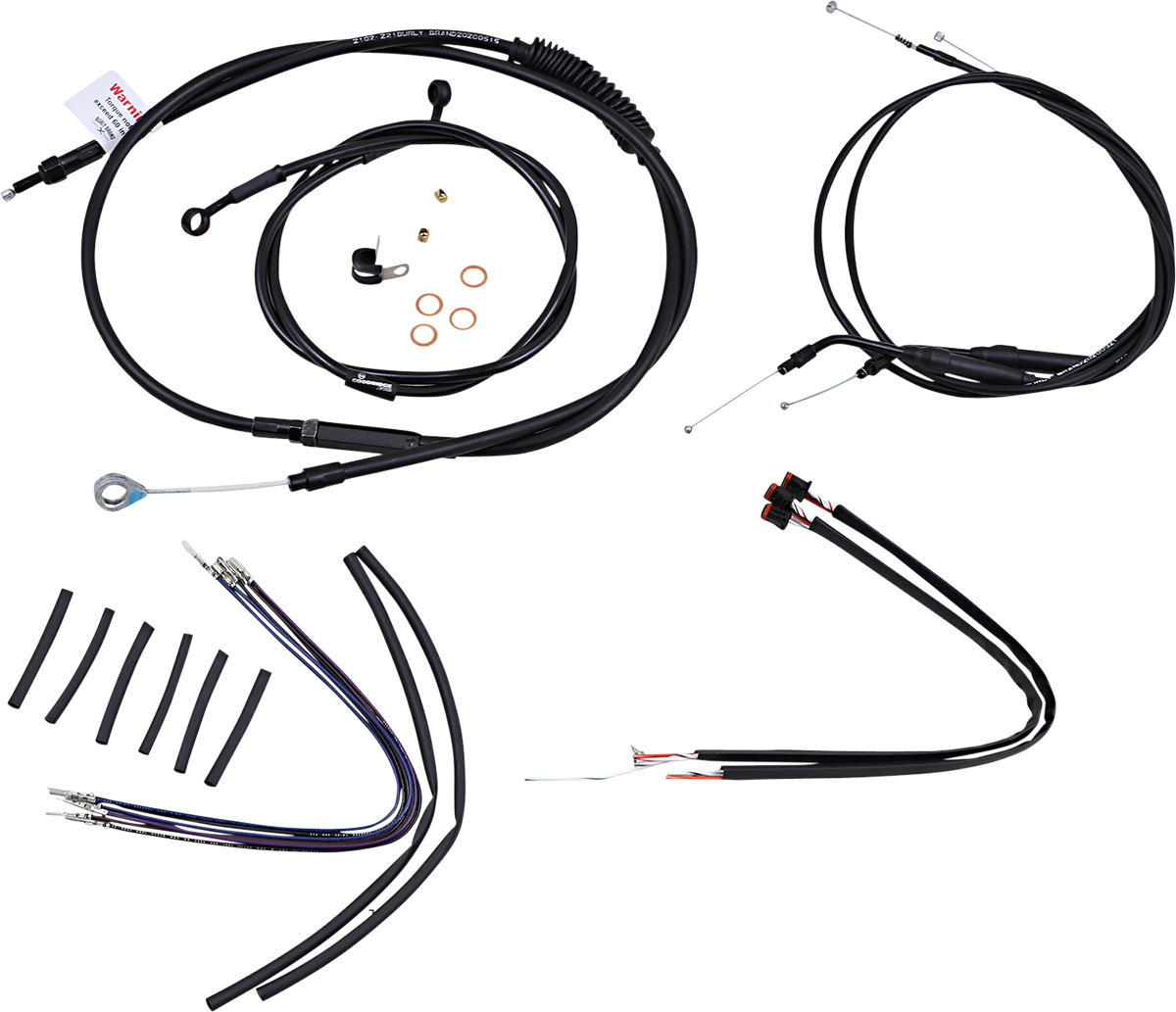 Complete Black Vinyl Handlebar Cable/Line Kit for Ape Hanger Handlebars - 12" - Image 2