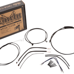 Complete Black Vinyl Handlebar Cable/Line Kit for Ape Hanger Handlebars - 14"