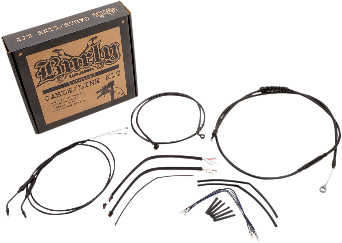 Complete Black Vinyl Handlebar Cable/Line Kit for Ape Hanger Handlebars - 14"