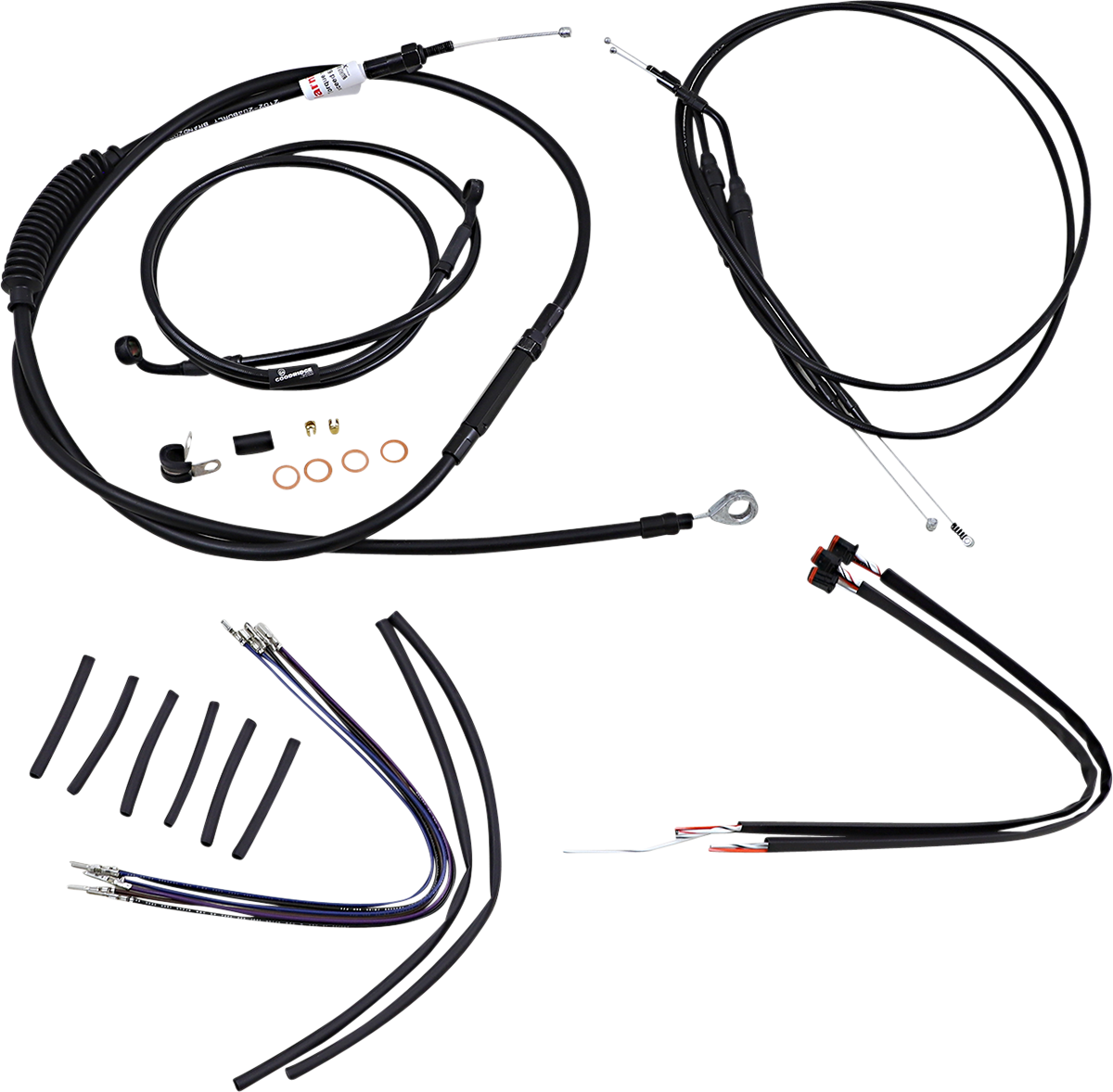 Complete Black Vinyl Handlebar Cable/Line Kit for Ape Hanger Handlebars - 14" - Image 2