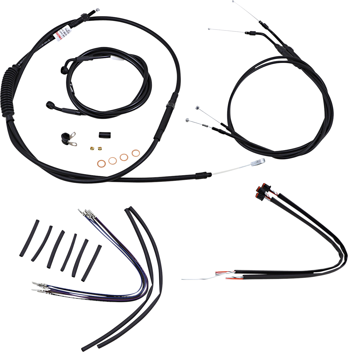Complete Black Vinyl Handlebar Cable/Line Kit for Ape Hanger Handlebars - 16" - Image 2