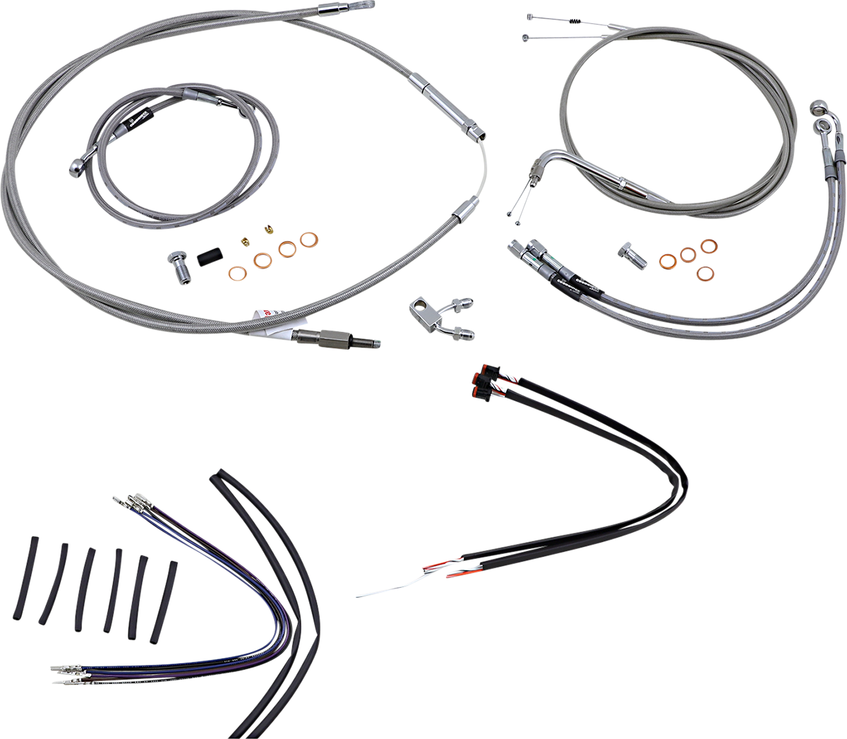 Handlebar Cable/Brake Line Kit - Complete - 16" Ape Hanger Handlebars - Stainless Steel - Image 2