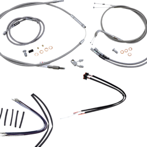 Handlebar Cable/Brake Line Kit - Complete - 14" Ape Hanger Handlebars - Stainless Steel