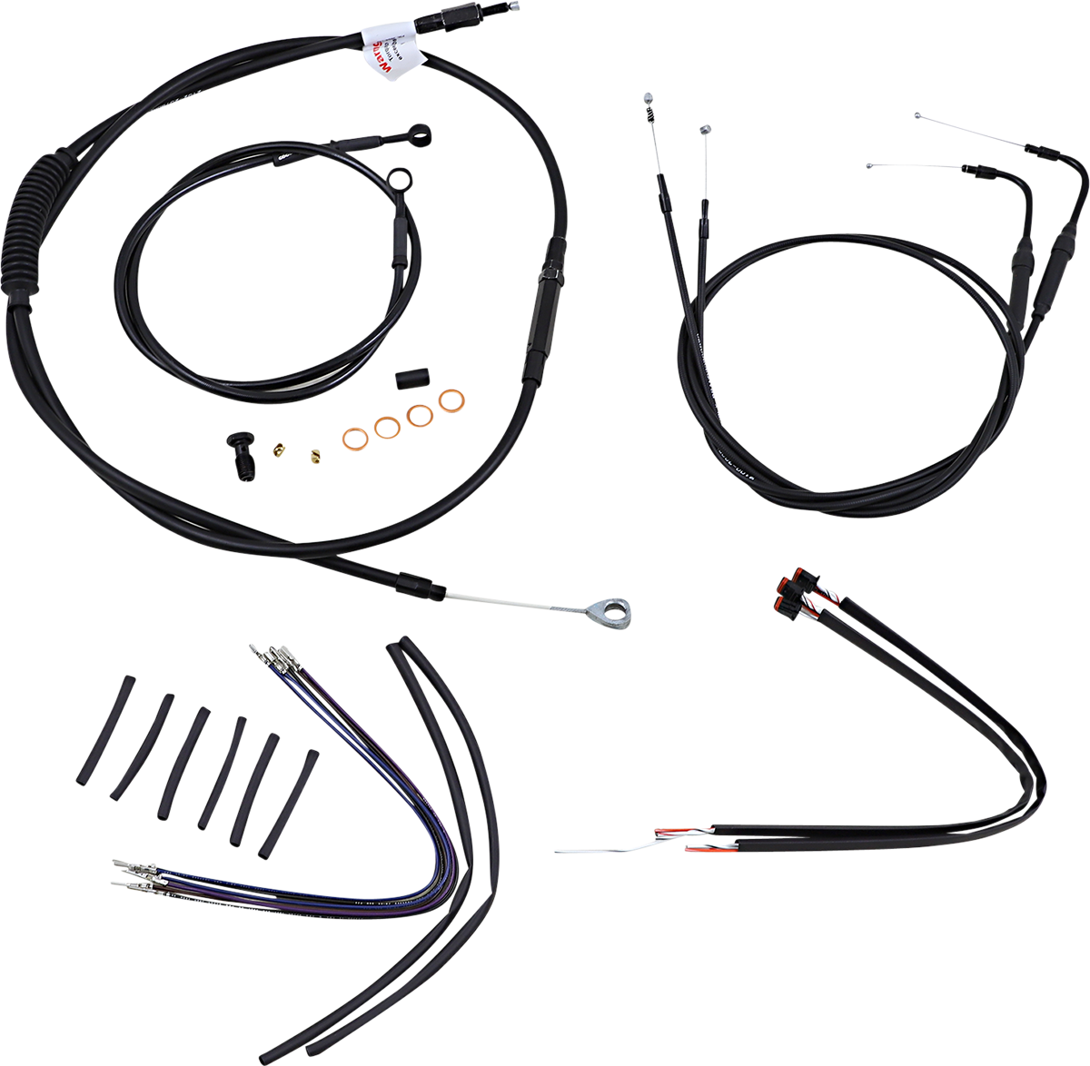 Complete Black Vinyl Handlebar Cable/Line Kit for Ape Hanger Handlebars - 16" - ABS - Image 2