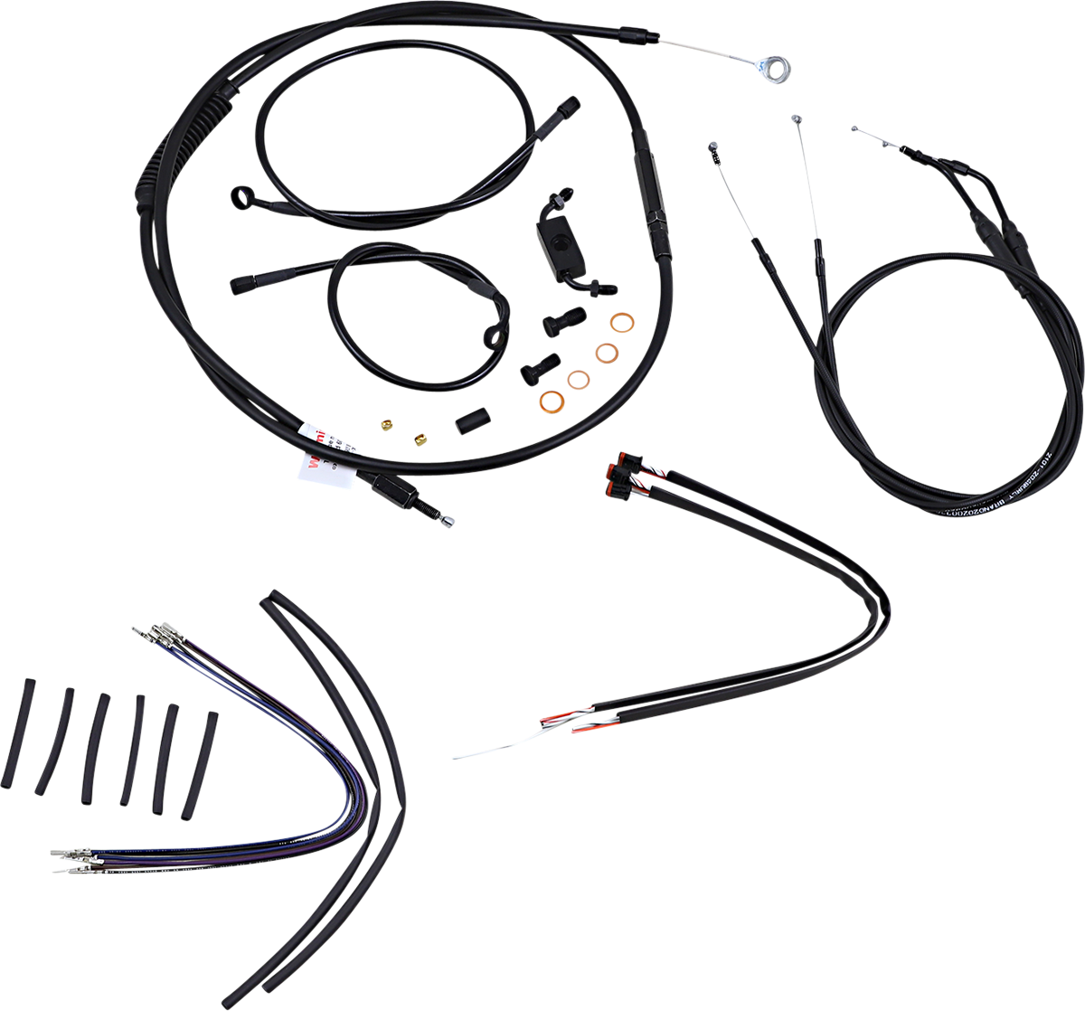 Complete Black Vinyl Handlebar Cable/Line Kit for Ape Hanger Handlebars - 12" - ABS - Image 2