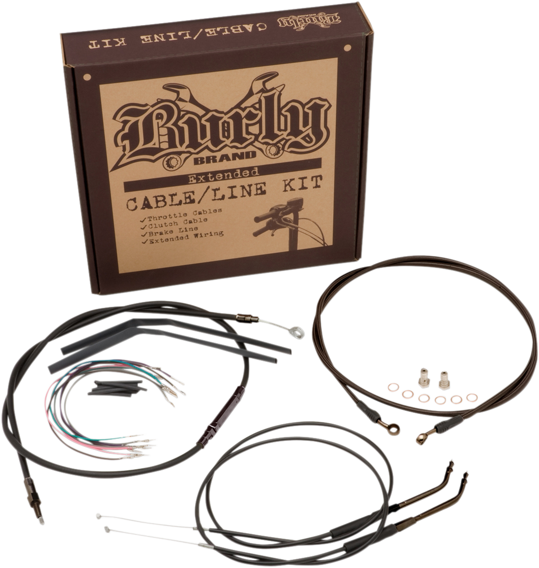 Complete Black Vinyl Handlebar Cable/Line Kit for Ape Hanger Handlebars - 12" - ABS