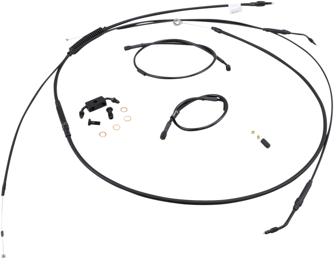 Complete Black Vinyl Handlebar Cable/Line Kit for Ape Hanger Handlebars - 14" - ABS
