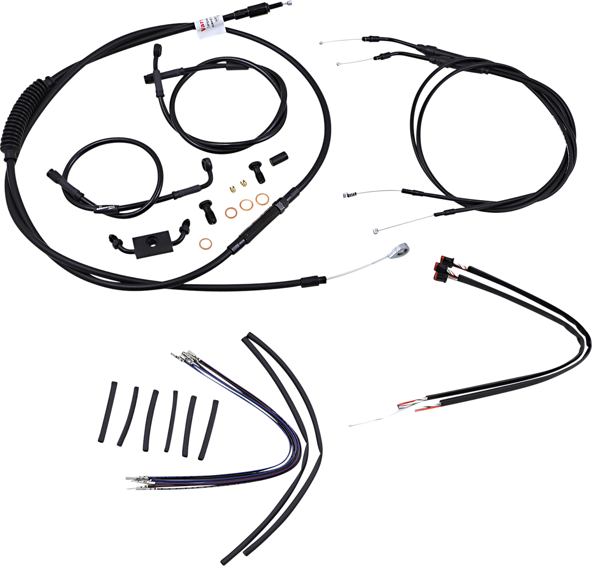Complete Black Vinyl Handlebar Cable/Line Kit for Ape Hanger Handlebars - 16" - ABS - Image 2